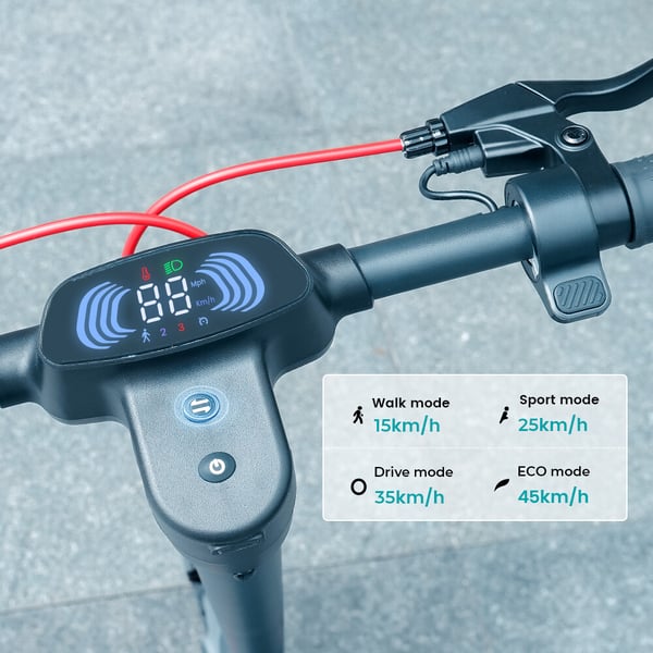 iScooter i10 Pro -sähköpotkulauta, 800 W:n moottori, 15 Ah:n akku, huippunopeus 45 km/h, toimintamatka 50–60 km, 10 tuuman ilmarenkaat, kaksoisjousitus