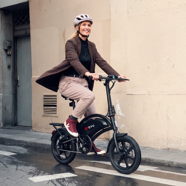 2026 Ny DYU D3F elcykel, 14-tums däck, 36V 10AH batteri, 250W motor, räckvidd 55 km, svart
