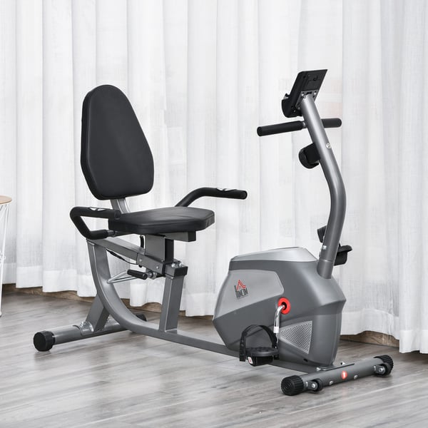 Liggende motionscykel, 121,5x62,5x98 cm, grå, metal