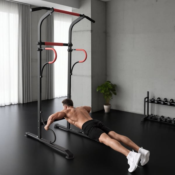 Power Tower, 98x84x171-219 cm, Svart, Justerbar Träningsutrustning