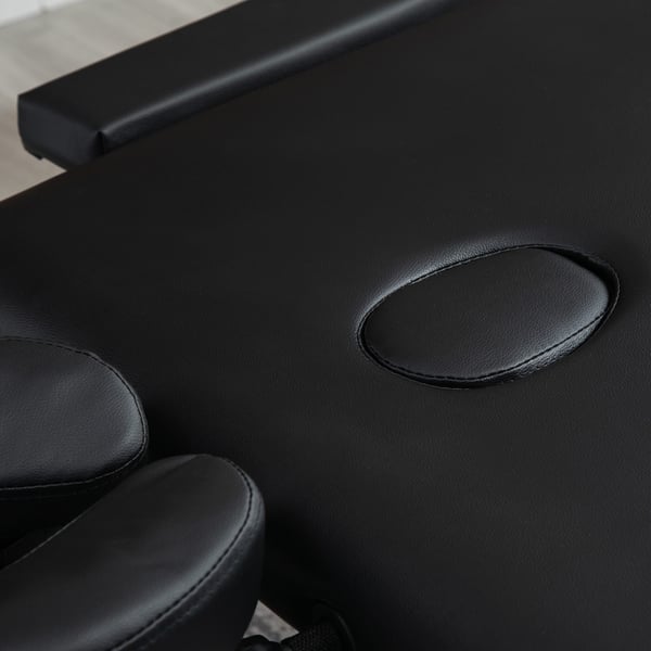 Massagebord, 2 zoner, 210x90x59-84 cm, Sort, Kunstlæder