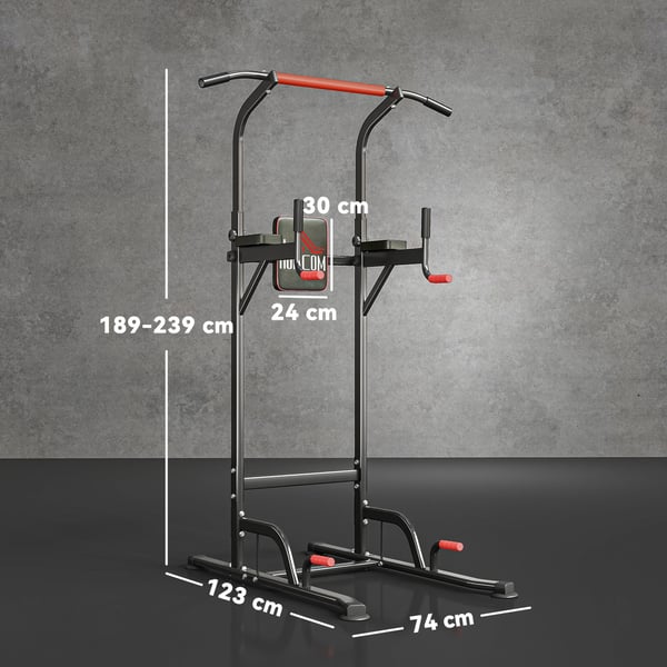 Power Tower, Justerbar Dipstation 123x98x189-239 cm, Svart, Stål