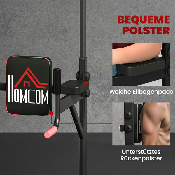 Power Tower, Justerbar Dipstation 123x98x189-239 cm, Svart, Stål