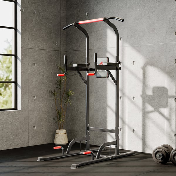 Power Tower, Justerbar Dipstation 123x98x189-239 cm, Svart, Stål