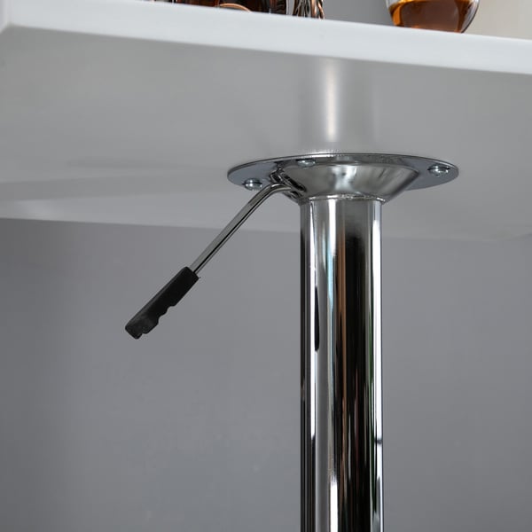 Barbord, 60x60x69-91 cm, Vit, Justerbar Metall