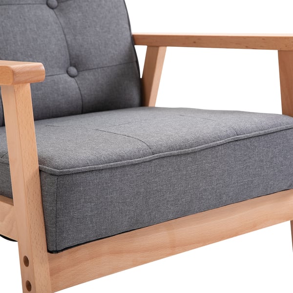 Loungefåtölj 64,5x70x74 cm grå, linne, trä