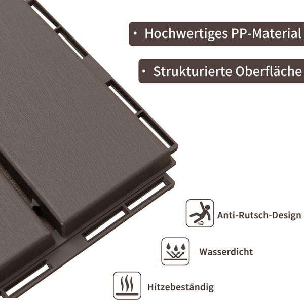 Altanplattor 30x30 cm Brun, plast, dräneringsfunktion