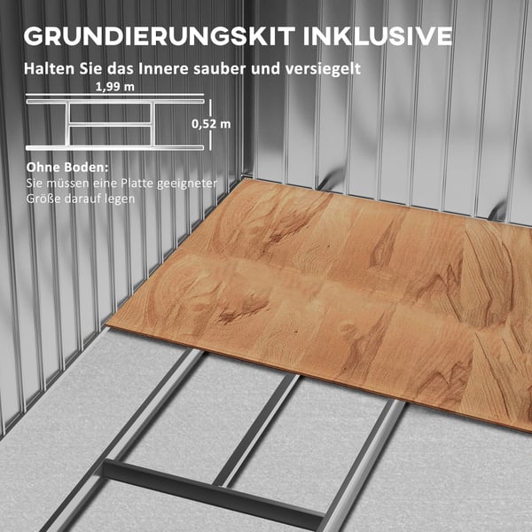 Redskabsskur, 213x130x185 cm, Mørkegrå, Metal