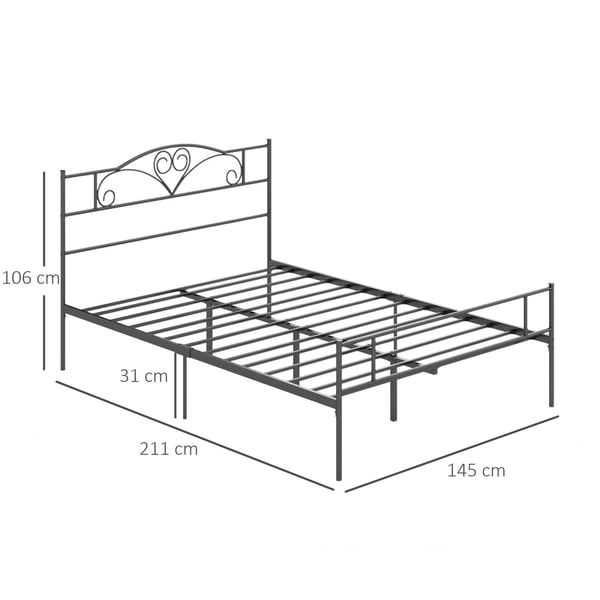 Sengeramme, 145x211x108 cm, Sort, Metal