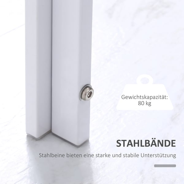 Matbord, 120x60x75 cm, Vit, Glas och Metall