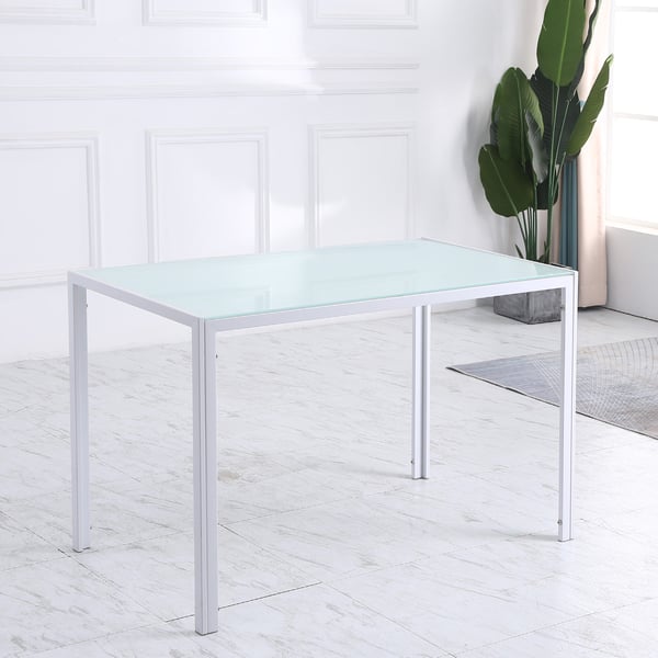 Matbord, 120x60x75 cm, Vit, Glas och Metall