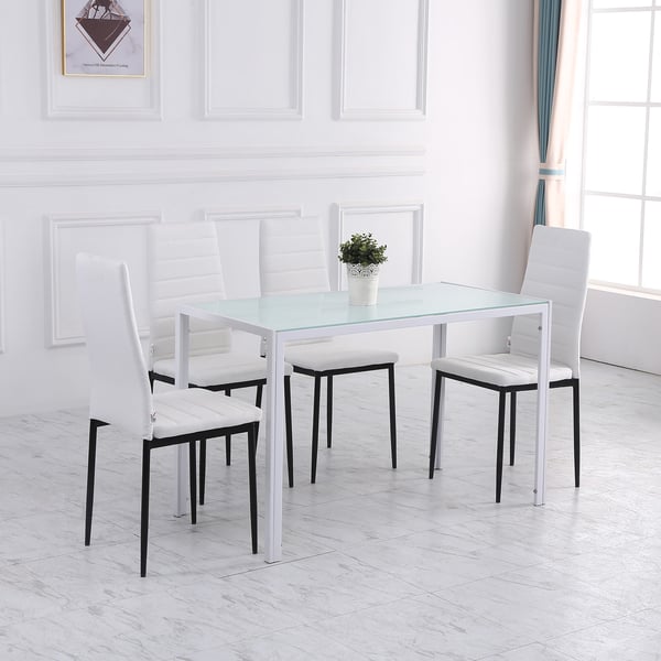 Matbord, 120x60x75 cm, Vit, Glas och Metall