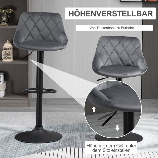 Barstolset, höjdjusterbar med ryggstöd, 46x48x83-104 cm, mörkgrå, metall