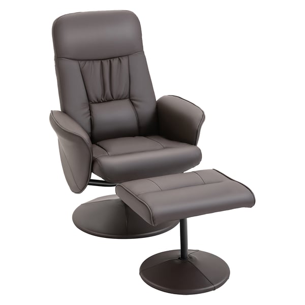 Fåtöljset, Recliner med fotpall, 76x81x101 cm, Brun, Justerbar