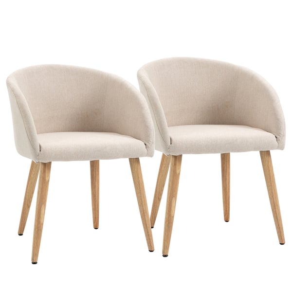 Sæt af polstrede stole, 55x56x74 cm, beige, stof