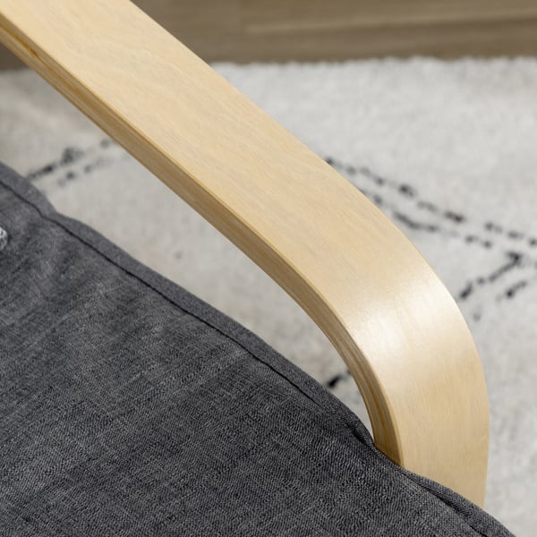 Loungefåtölj, Justerbart fotstöd, 66.5x94x100 cm, Grå, Björk