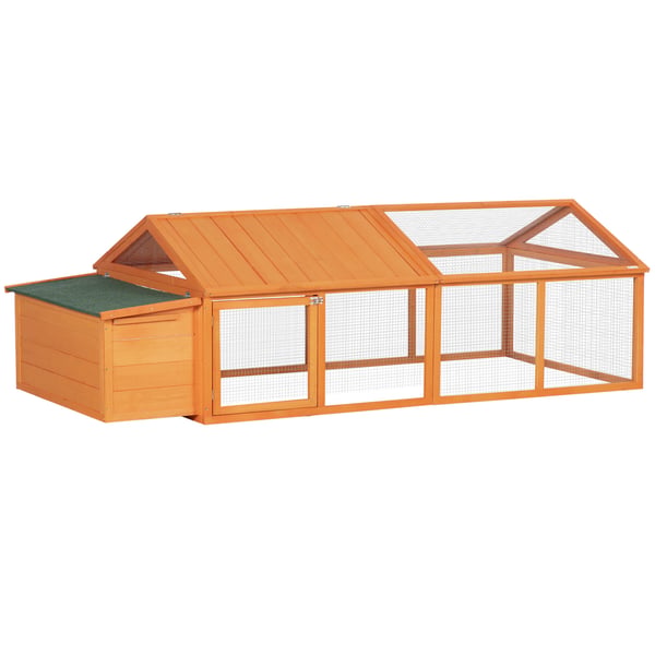 Hønsehus, 240x112,5x76 cm, Orange, Fyrretræ