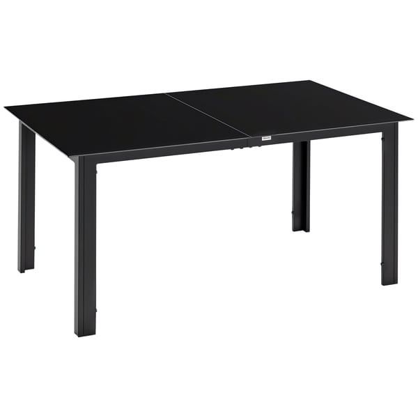 Trädgårdsbord 150x90x74 cm Svart Glas Utomhus