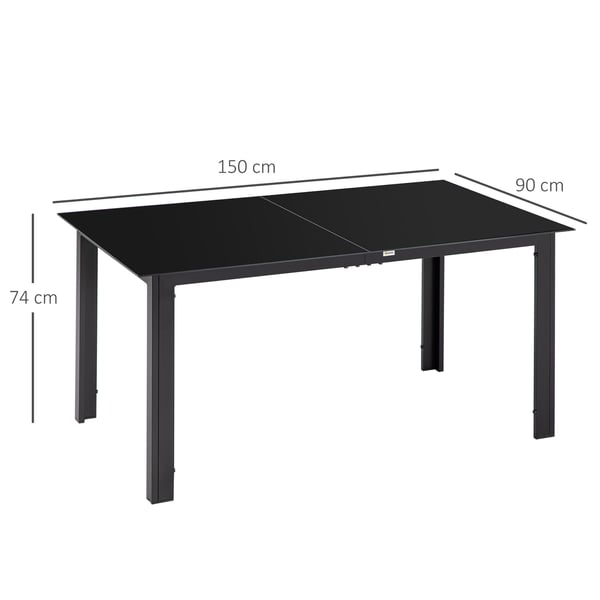 Trädgårdsbord 150x90x74 cm Svart Glas Utomhus