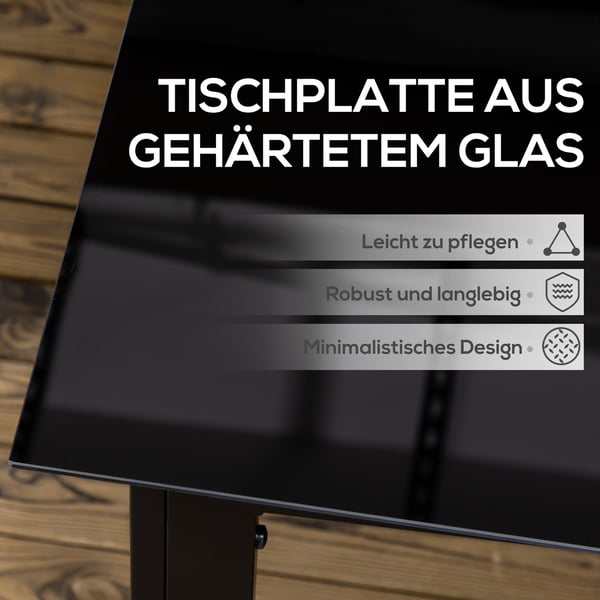 Trädgårdsbord 150x90x74 cm Svart Glas Utomhus