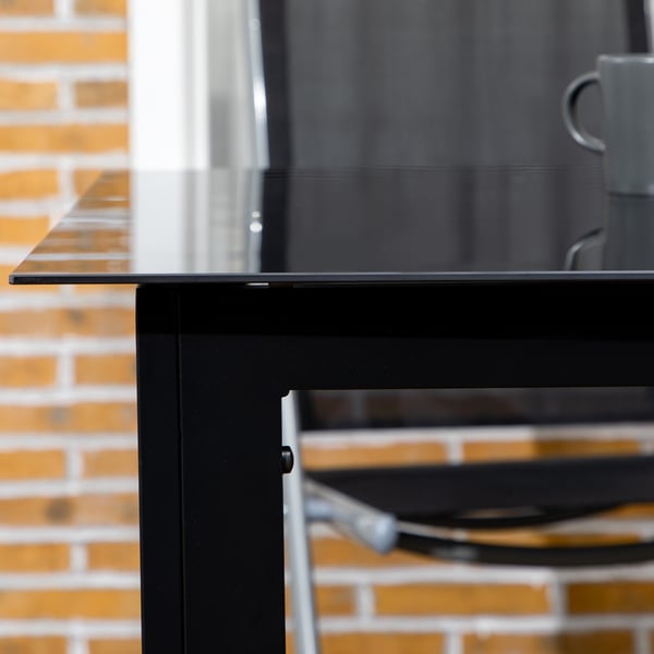 Trädgårdsbord 150x90x74 cm Svart Glas Utomhus