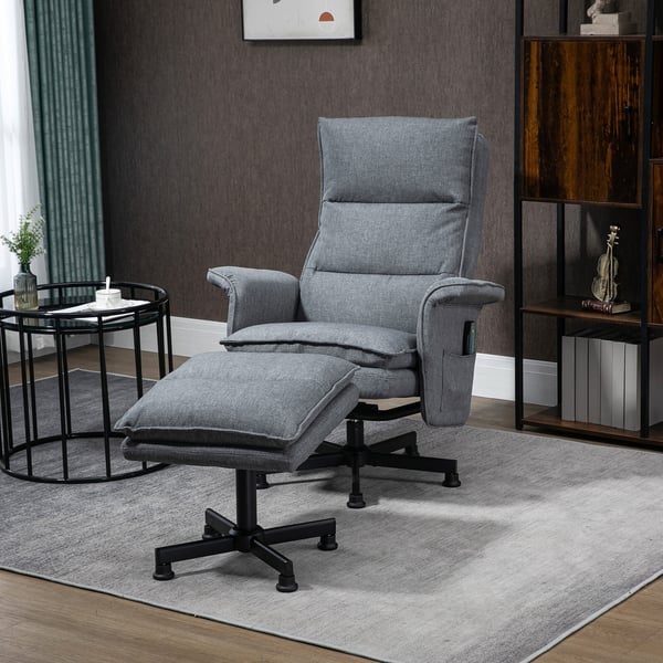 Massagestol til kontor, 78x93x99 cm, Grå, Linnedstof