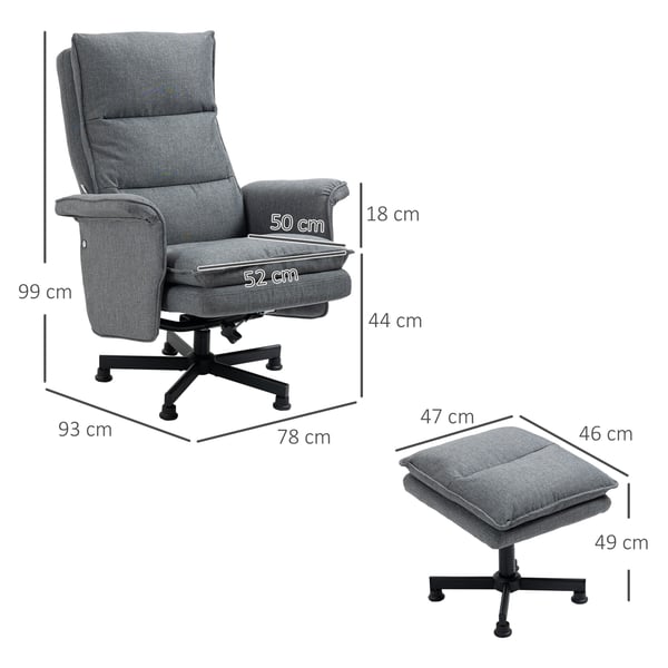 Massagestol til kontor, 78x93x99 cm, Grå, Linnedstof