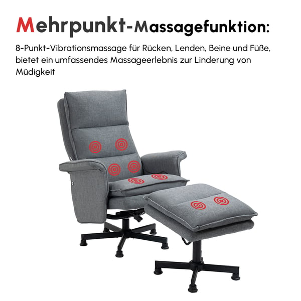Massagestol til kontor, 78x93x99 cm, Grå, Linnedstof