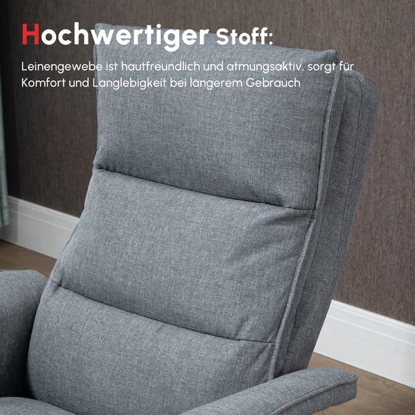 Massagestol til kontor, 78x93x99 cm, Grå, Linnedstof