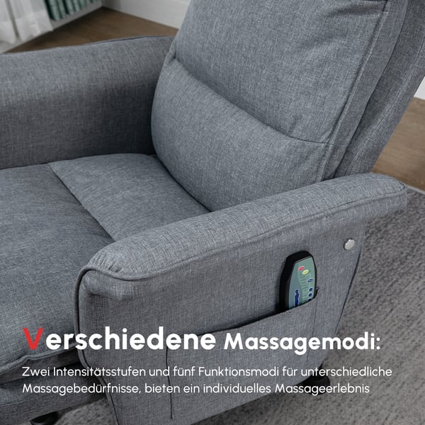 Massagestol til kontor, 78x93x99 cm, Grå, Linnedstof