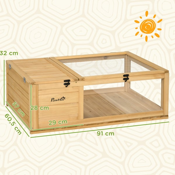 Skildpaddehus 91x60,5x32 cm Gult Træ