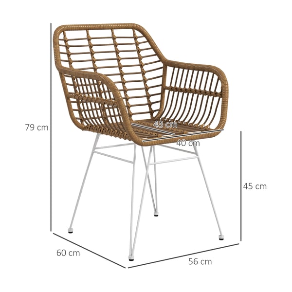 Stolesæt, 56x60x79 cm, Brun, Rattan