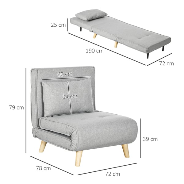 Sovstol, 72x78x79 cm, Ljusgrå, Justerbart Ryggstöd