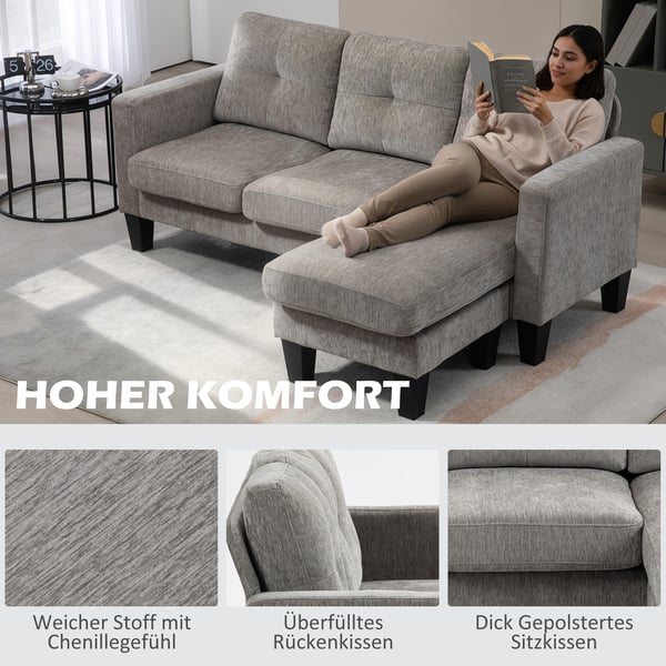 Hjørnesofa, 186x130x84 cm, Brun, Stof