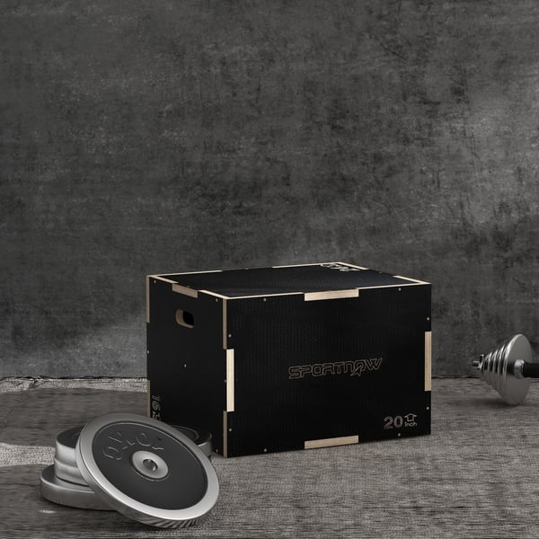 Plyometrisk hoppbox, 61x51x41 cm, svart, trä