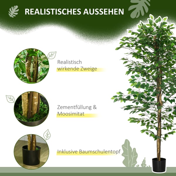 Kunstig Ficus Træ 180 cm Grøn, plast