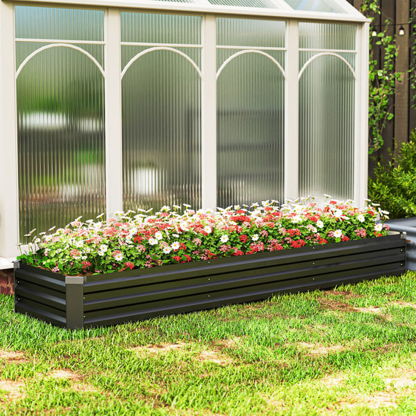Højbeds plantekasse, 240x60x30 cm, mørkegrå, stål