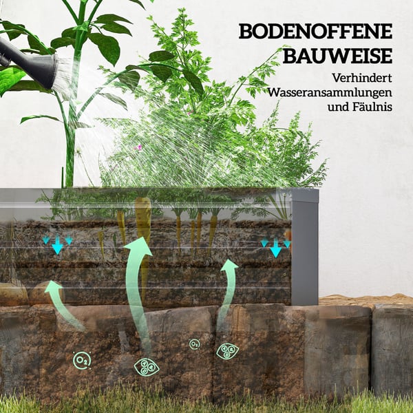 Højbeds plantekasse, 240x60x30 cm, mørkegrå, stål