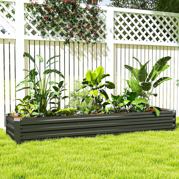 Højbeds plantekasse, 240x60x30 cm, mørkegrå, stål