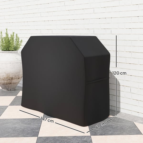 Grillin suojapeite, 147x61x120 cm, Musta, Polyesteri