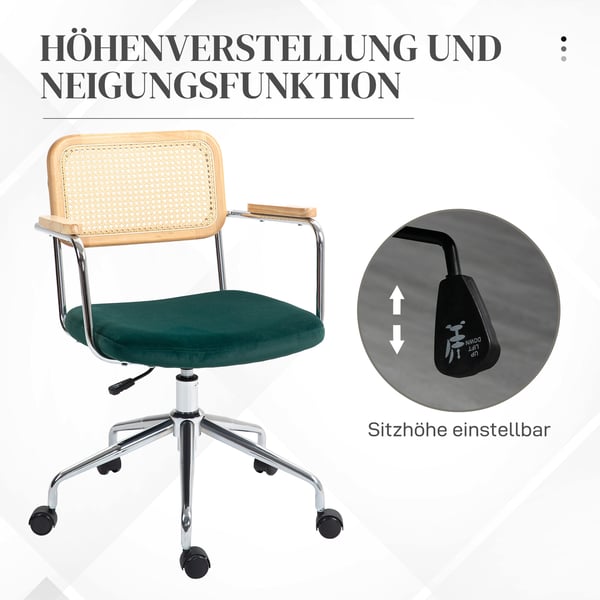 Kontorstol, 60x57x86-94 cm, Grøn, Justerbar