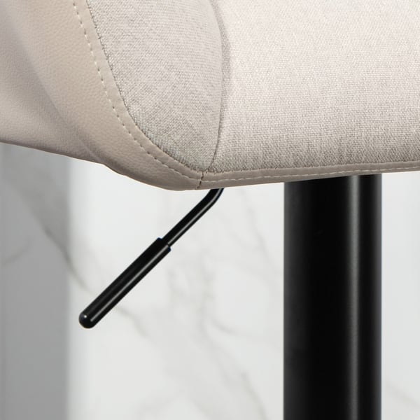 Barstol-sæt, 57,5x52,5x93-114 cm, Creme, Kunstlæder