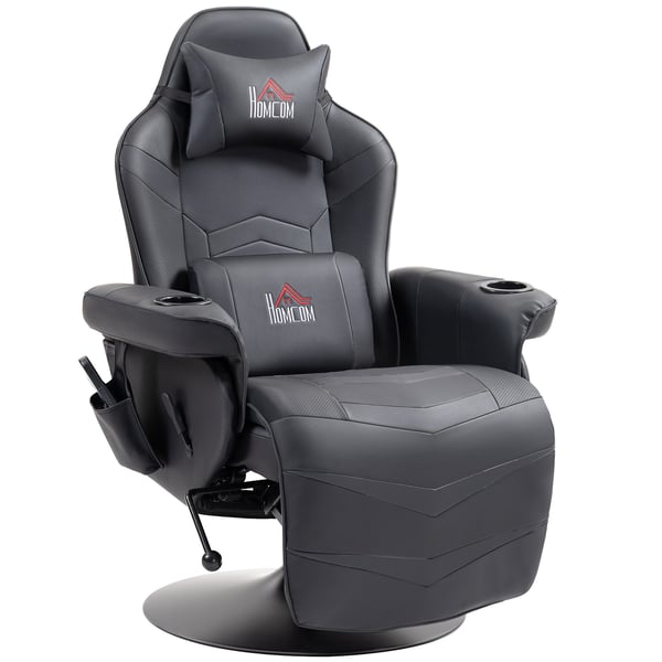 Gamingstol, Massagefunktion, Tilbagelænet ryglæn, Fodstøtte, 79,5x82,5x111,5 cm, Sort, Kunstlæder