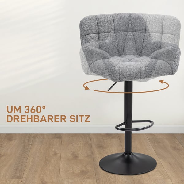 Barstolset, 57,5x52,5x93-114 cm, Grå Svart, Justerbar