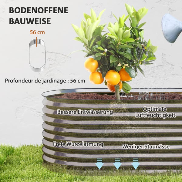 Plantekasse, 160x80x56 cm, Grå, Metal