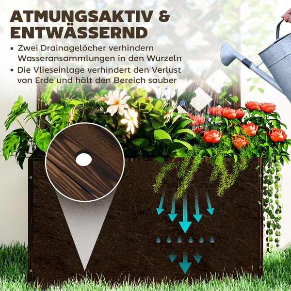 Højbedsplantekasse med espalier, 64x33x122 cm, Sortbejdset, Træ