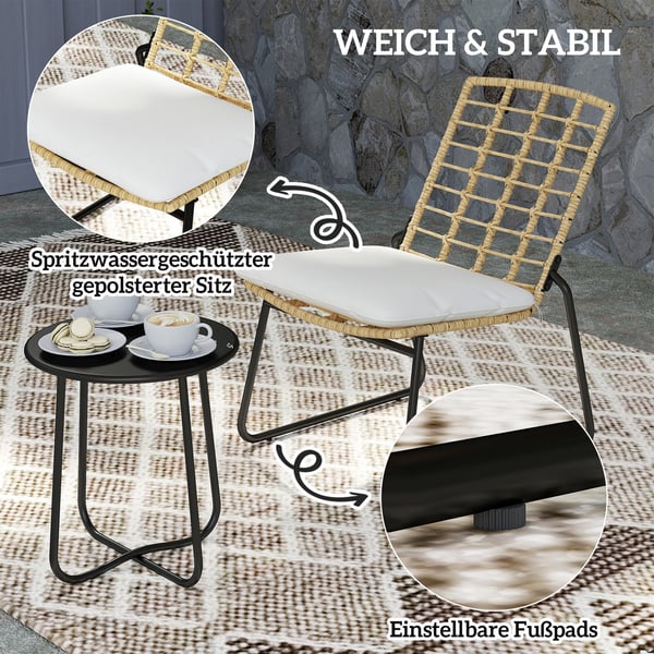 Havesæt, 3-dele, 56x67x78 cm, Beige, Rattan