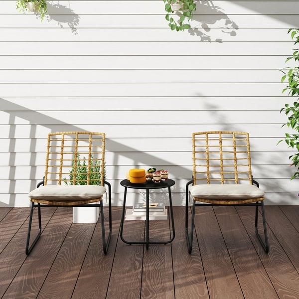 Havesæt, 3-dele, 56x67x78 cm, Beige, Rattan