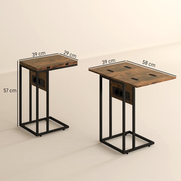 Sidebord, sammenklappeligt, 39x29x57 cm, brun, metal