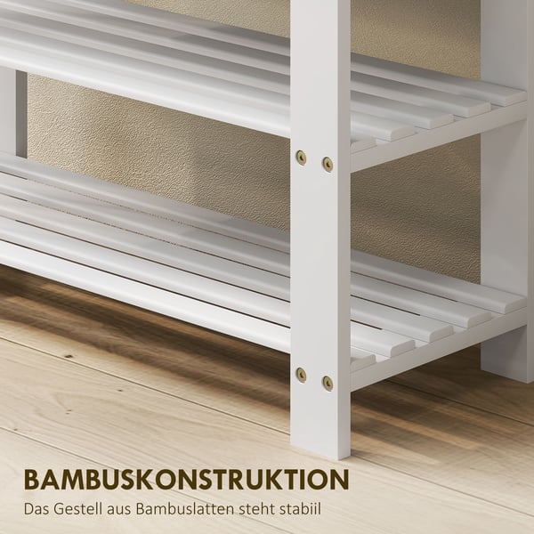 Kenkäpenkki, 70x28x45 cm, valkoinen, bambu